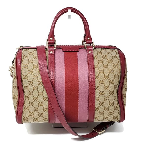 Gucci Handbags - 100% Auth Gucci Canvas Vintage Boston Satchel Bag